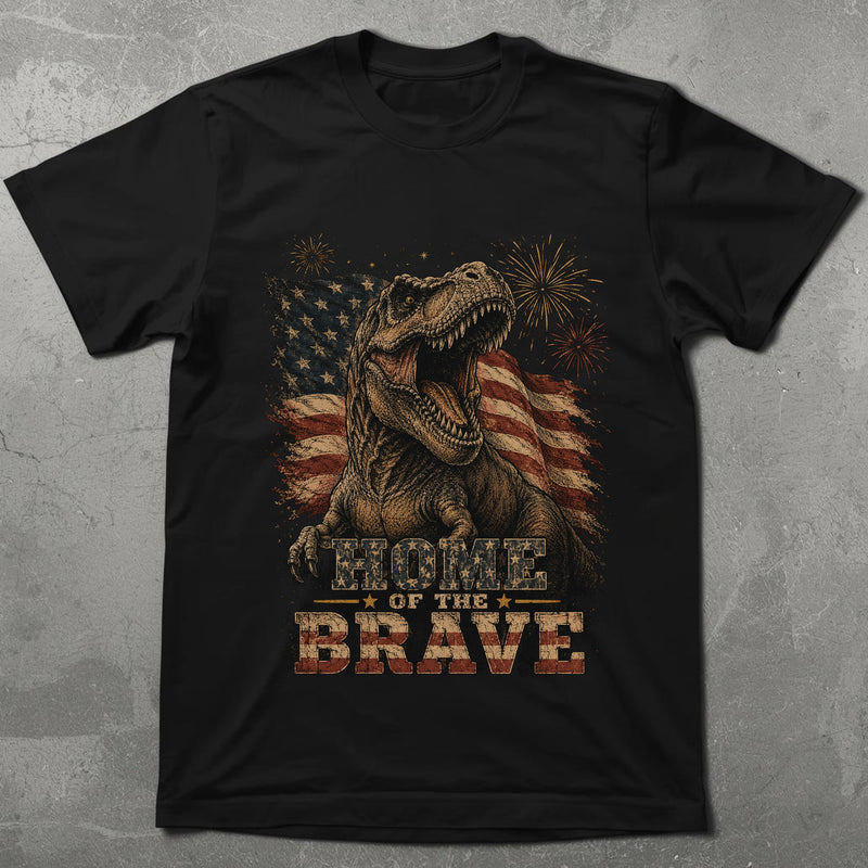 WZ_trex_home_of_the_brave_black_shopify_comfort_colors_1717_flatlay_1_mockup_black