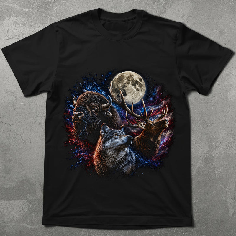 WZ_buffalo_wolf_elk_night_american_black_shopify_comfort_colors_1717_flatlay_1_mockup_black