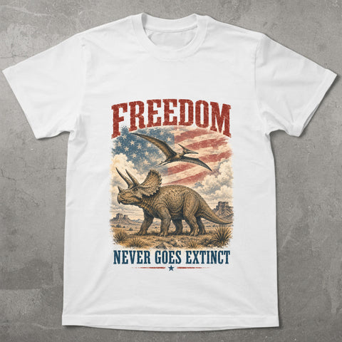 WZ_tric_freedom_never_goes_extinct_white_shopify_comfort_colors_1717_flatlay_1_mockup_white